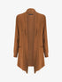 Gilet long uni à bords côtelés - Camel - 7