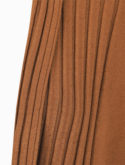 Gilet long uni à bords côtelés - Camel - 3