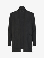 Gilet mi-long uni à pans texturées - Noir - 4