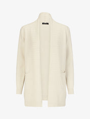 Gilet mi-long uni à pans texturées - Crème - 1
