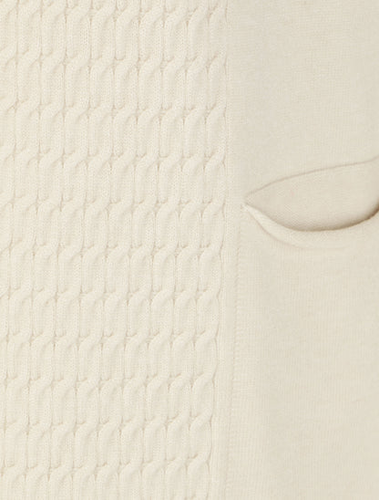 Gilet mi-long uni à pans texturées - Crème - 3