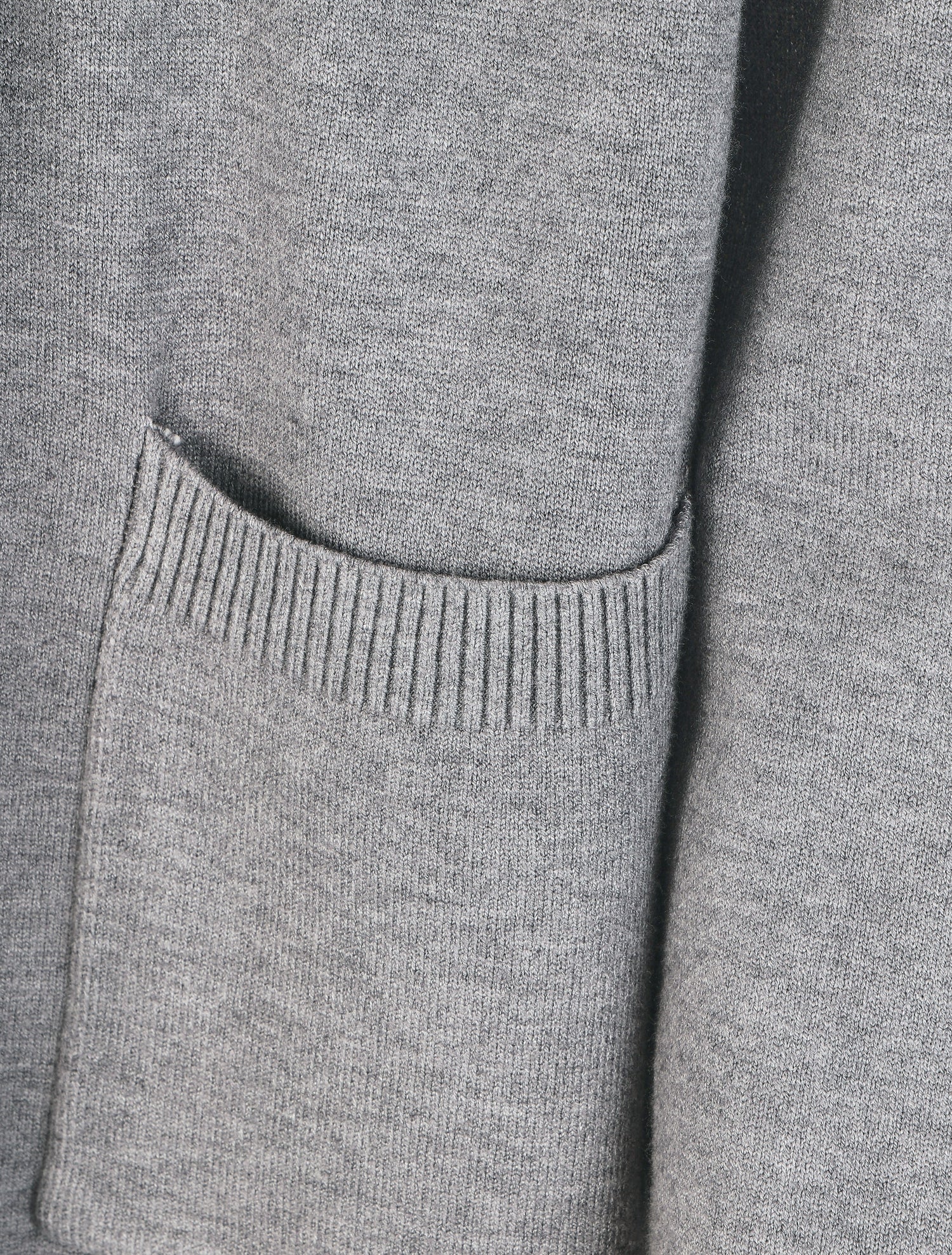 Gilet mi-long uni à bords côtelés - Gris clair - 3