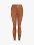 Pantalon slim taille haute effet ciré - Camel - 1