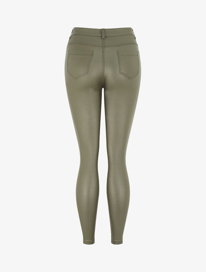 Pantalon slim effet ciré - Kaki - 2