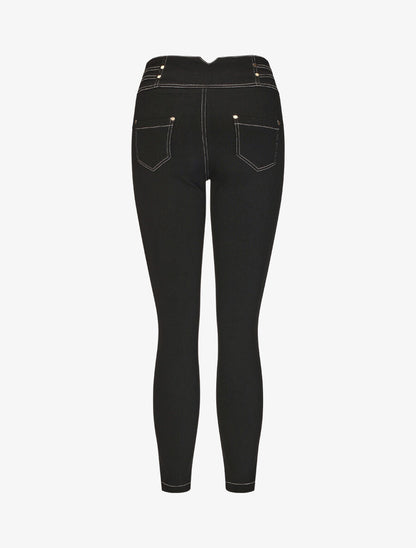 Jean slim taille haute fantaisie - Noir - 2