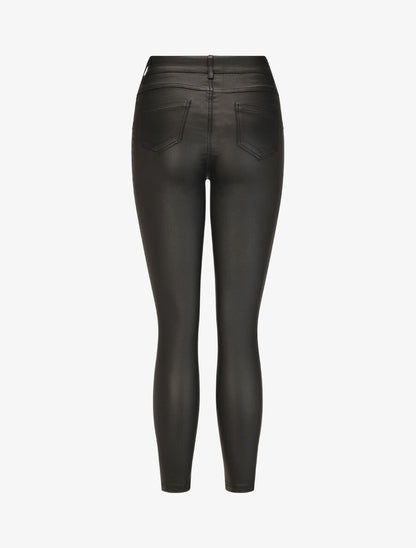 Pantalon taille haute en simili - Noir - 2
