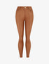 Pantalon taille haute en simili - Camel - 1