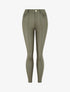 Pantalon taille haute en simili - Kaki - 1