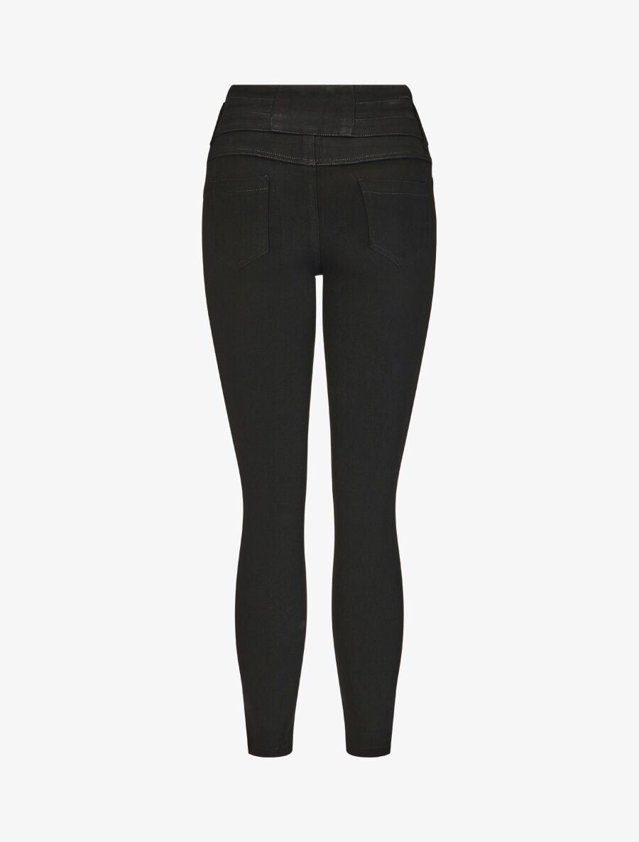 Pantalon uni à taille haute - Noir - 2