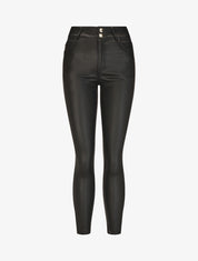 Pantalon taille haute en simili - Noir - 1