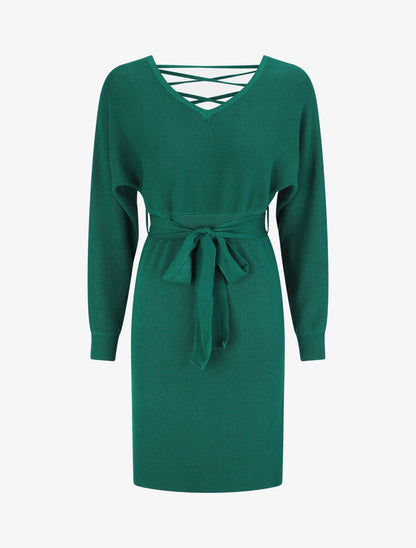 Robe mi-longue ajourée dans le dos - Vert sapin - 1