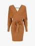 Robe mi-longue en maille à manches longues - Camel - 4
