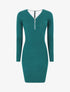 Robe pull côtelé à dos ajouré - Vert - 1