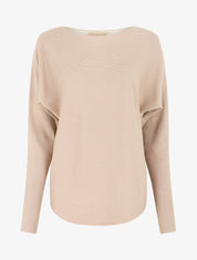 Pull côtelé à dos ajouré - Beige - 1