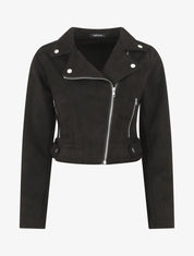 Veste en suédine style perfecto - Noir - 1