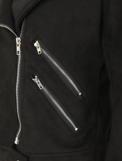 Veste en suédine à mutiples zip - Noir - 3