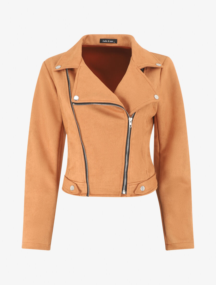 Veste zippée en suédine - Camel - 1