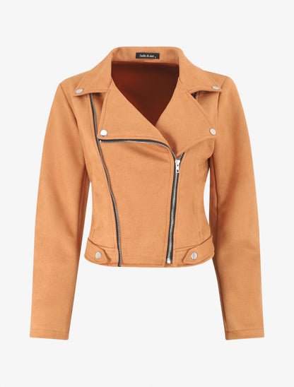 Veste zippée en suédine - Camel - 1