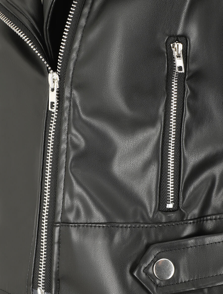 Veste style perfecto en simili - Noir - 3