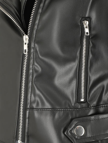 Veste style perfecto en simili - Noir - 3