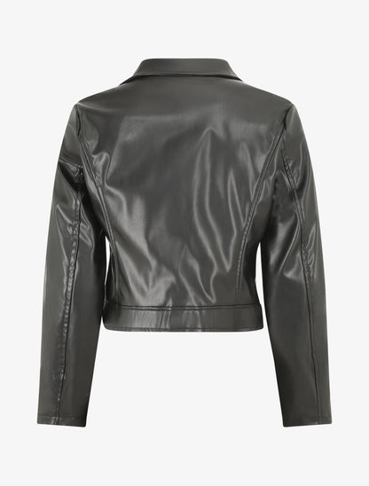 Veste en simili à double zips - Noir - 2