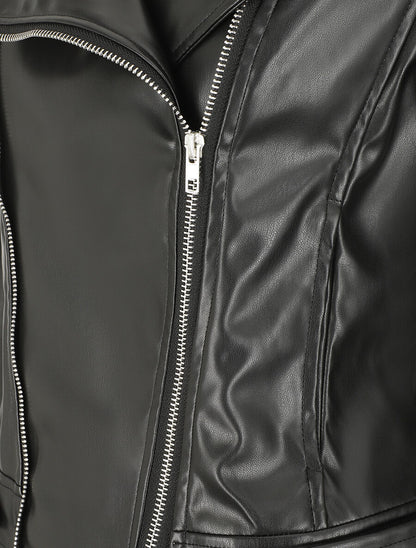 Veste en simili à double zips - Noir - 3