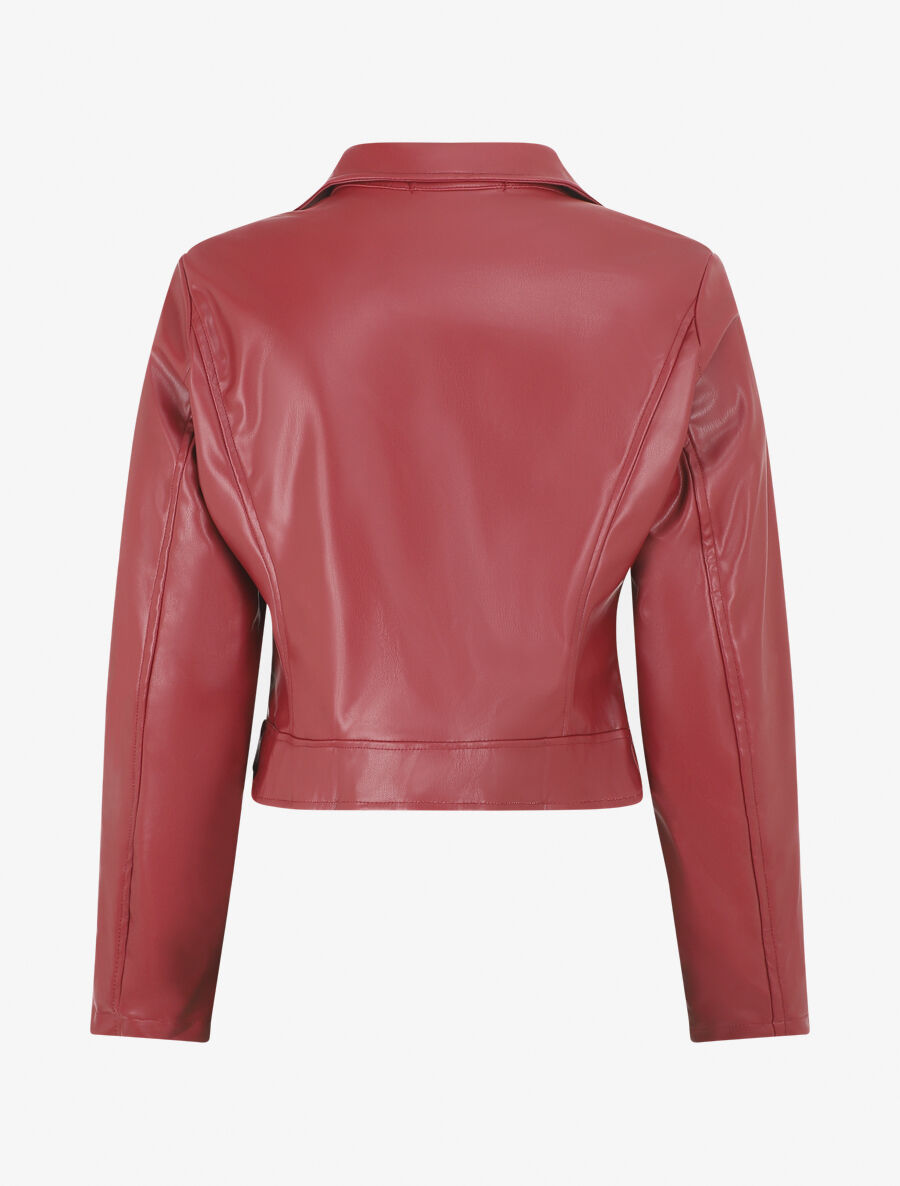 Veste en simili à double zips - Bordeaux - 2