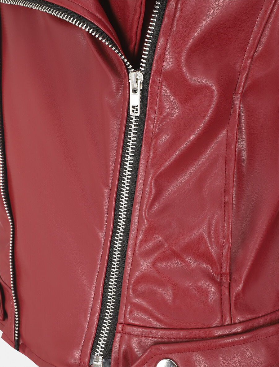 Veste en simili à double zips - Bordeaux - 3