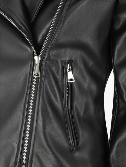 Veste droite style perfecto en simili - Noir - 3