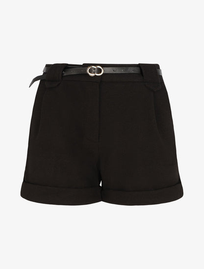 Short droit en feutrine - Noir - 1