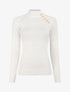 Pull fin uni et boutons décoratifs - Blanc - 1
