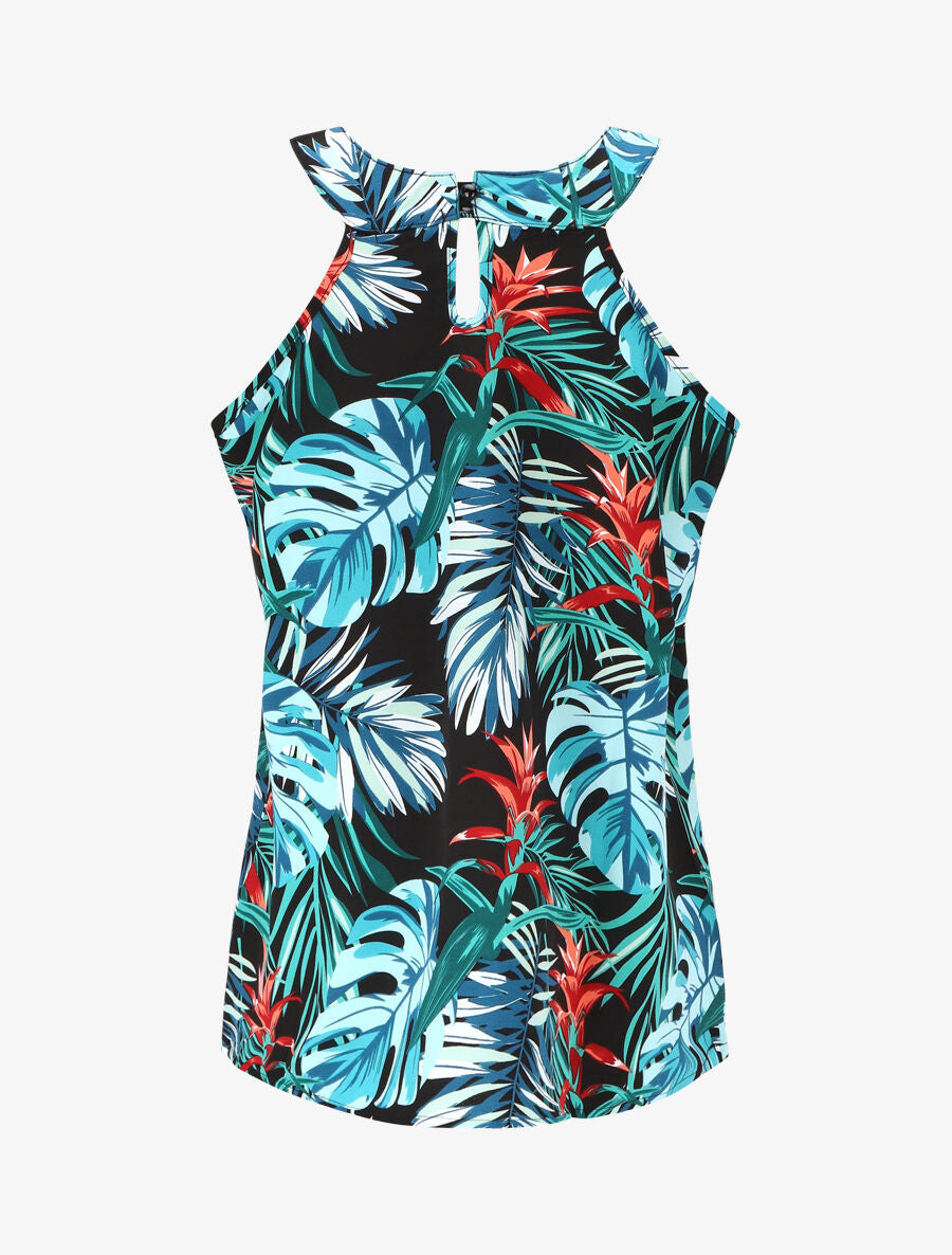 Top sans manches imprimé tropical - Bleu - 2