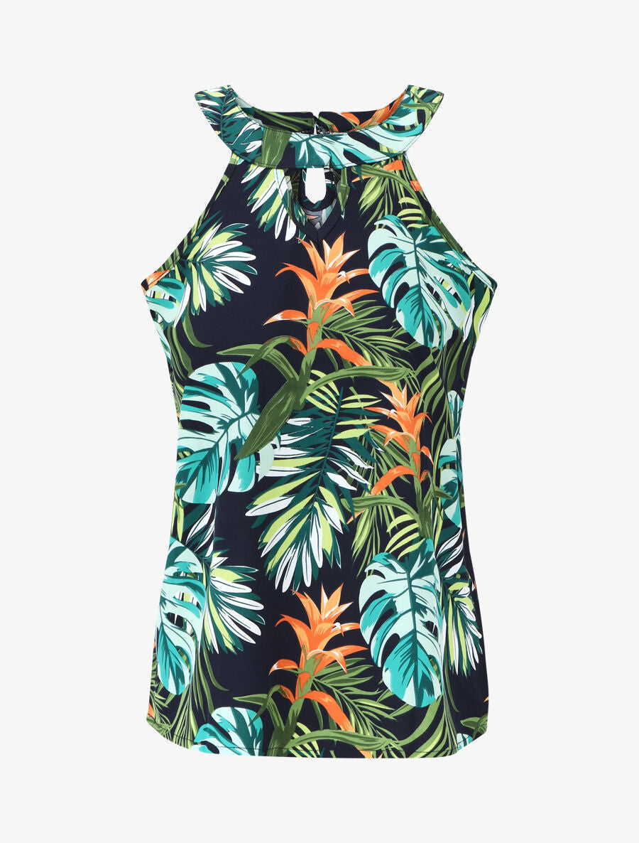Top sans manches imprimé tropical - Vert - 4