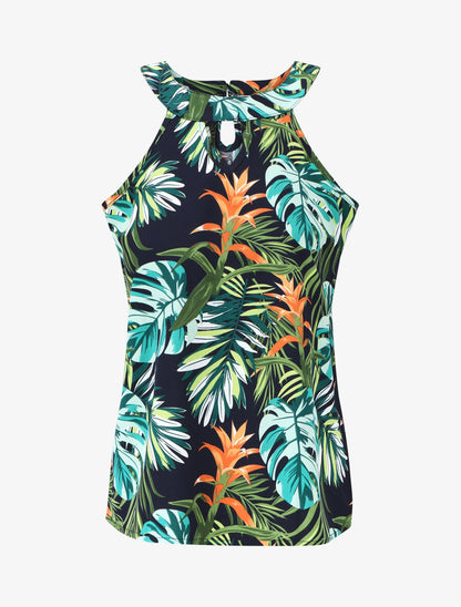 Top sans manches imprimé tropical - Vert - 4