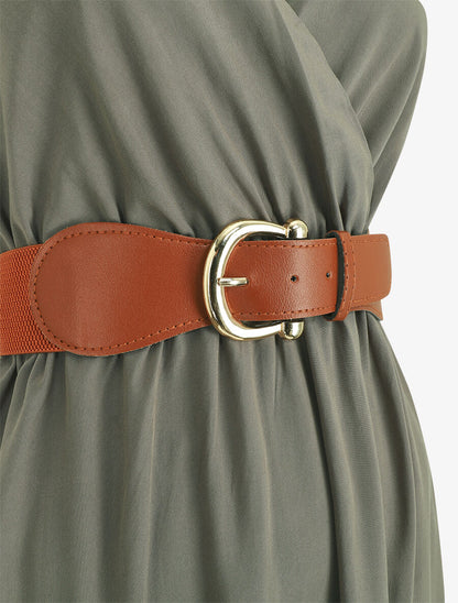 Robe longue unie à bretelles fantaisies - Kaki - 4