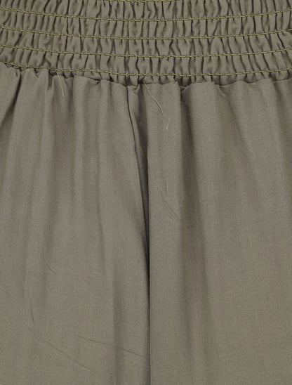 Pantalon fluide uni à poches - Kaki - 3