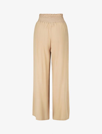 Pantalon fluide uni à poches - Beige - 2