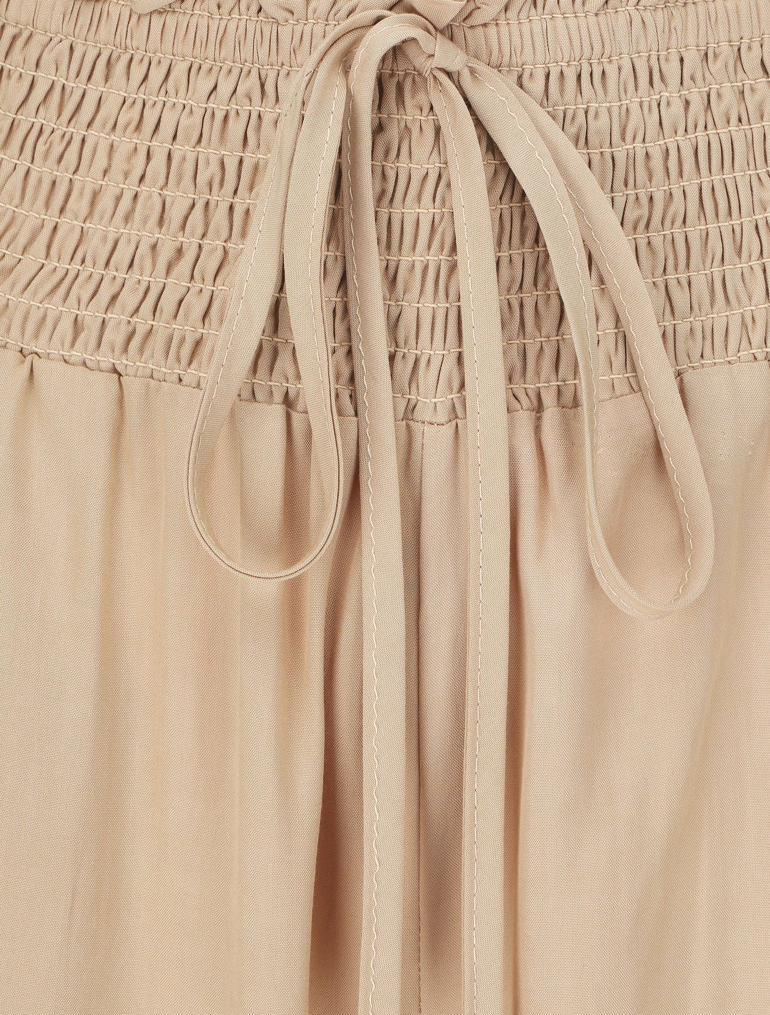 Pantalon fluide uni à poches - Beige - 3