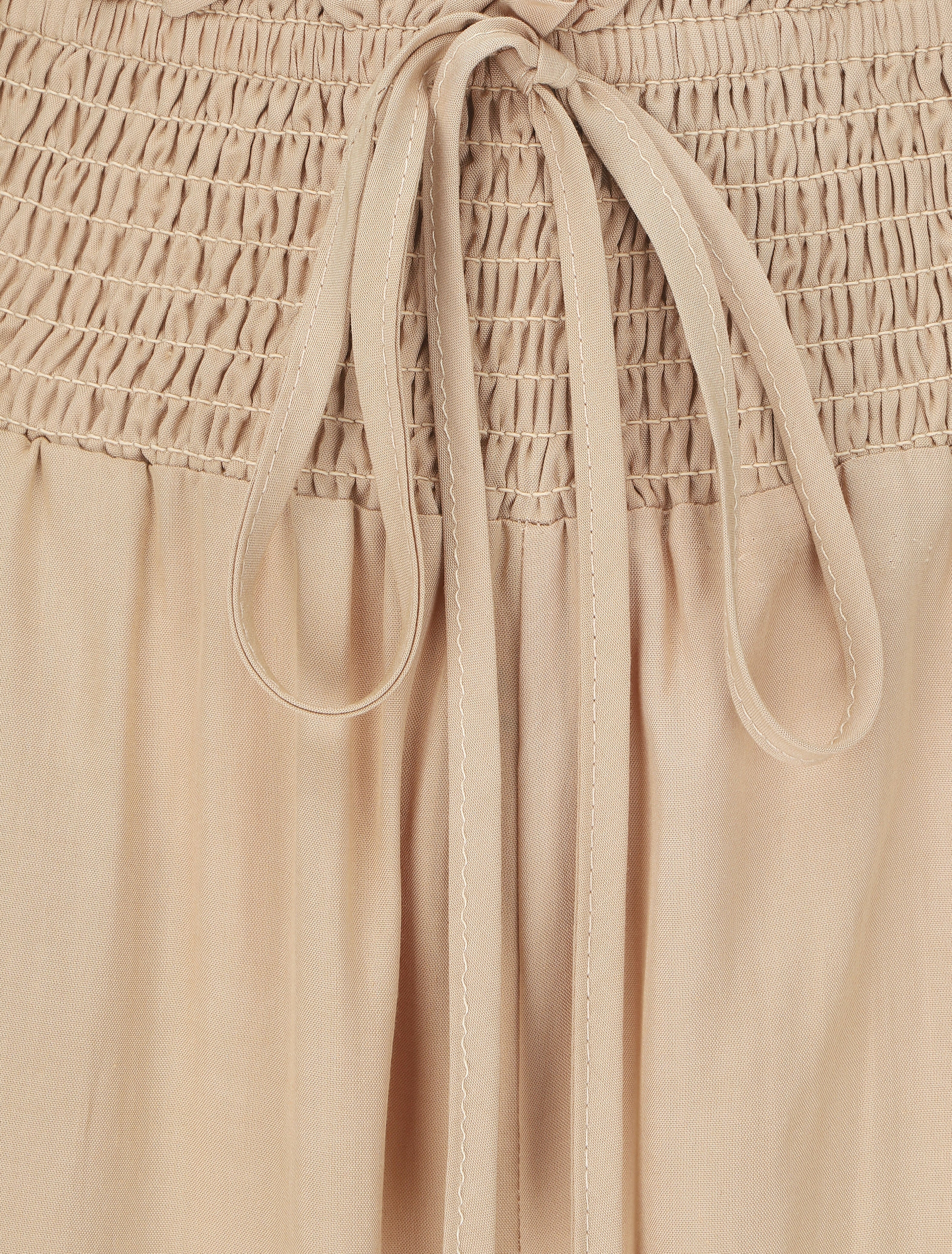 Pantalon fluide uni à poches - Beige - 3
