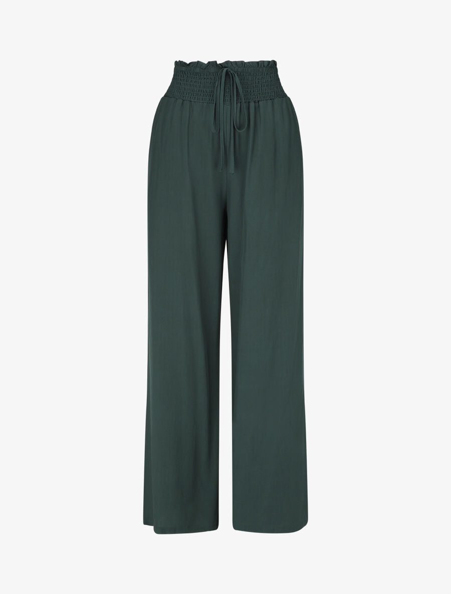 Pantalon fluide uni à poches - Vert sapin - 1