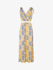 Robe imprimé mosaïque à nœuds aux épaules - Jaune - 1