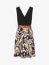 Robe mi-longue évasée imprimé tropical - Marine - 1