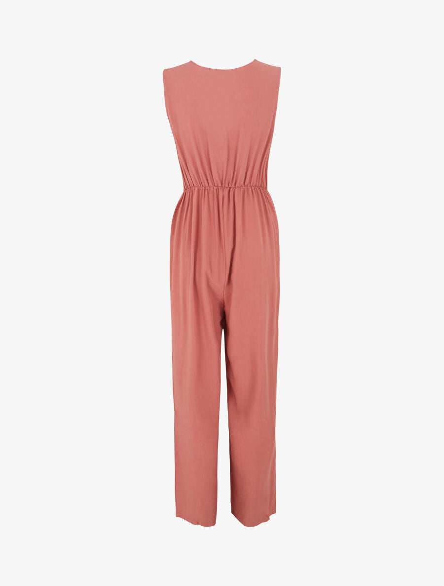 Combinaison fluide unie sans manches - Rose - 2
