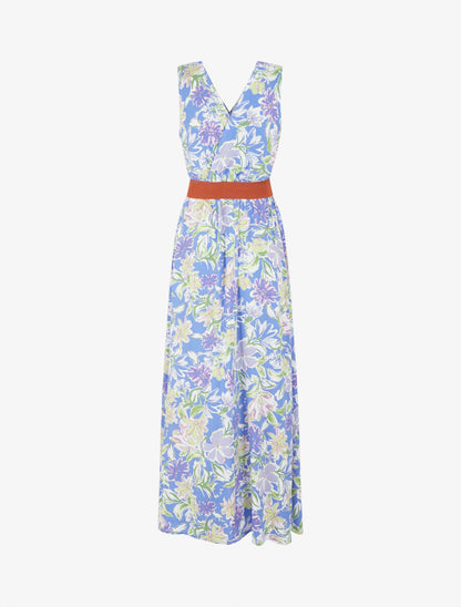 Robe empire imprimé fleuri - Bleu - 2