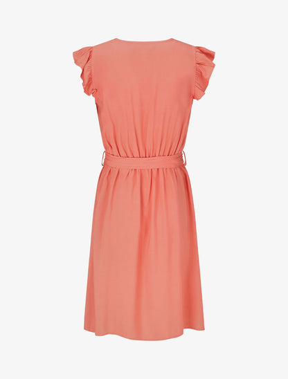 Robe mi-longue unie - Corail - 2