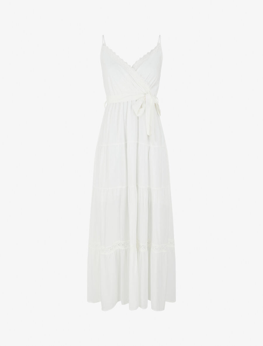 Robe longue unie élastiquée - Blanc - 1
