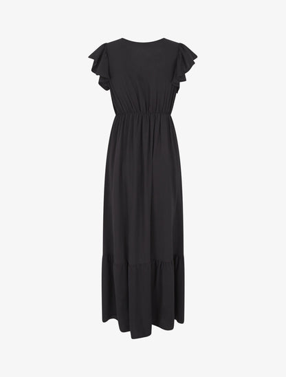 Robe longue évasée unie - Noir - 2