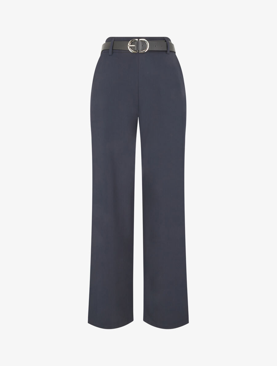Pantalon ample à taille élastiquée - Marine - 1