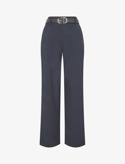 Pantalon ample à taille élastiquée - Marine - 1
