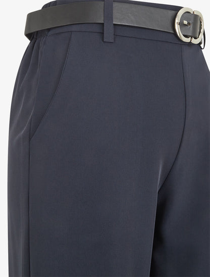 Pantalon ample à taille élastiquée - Marine - 3